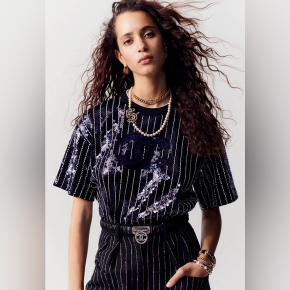 Auth Chanel 23s Sequin CC Logo Top P74612 - Size 44 - Picture 15 of 16